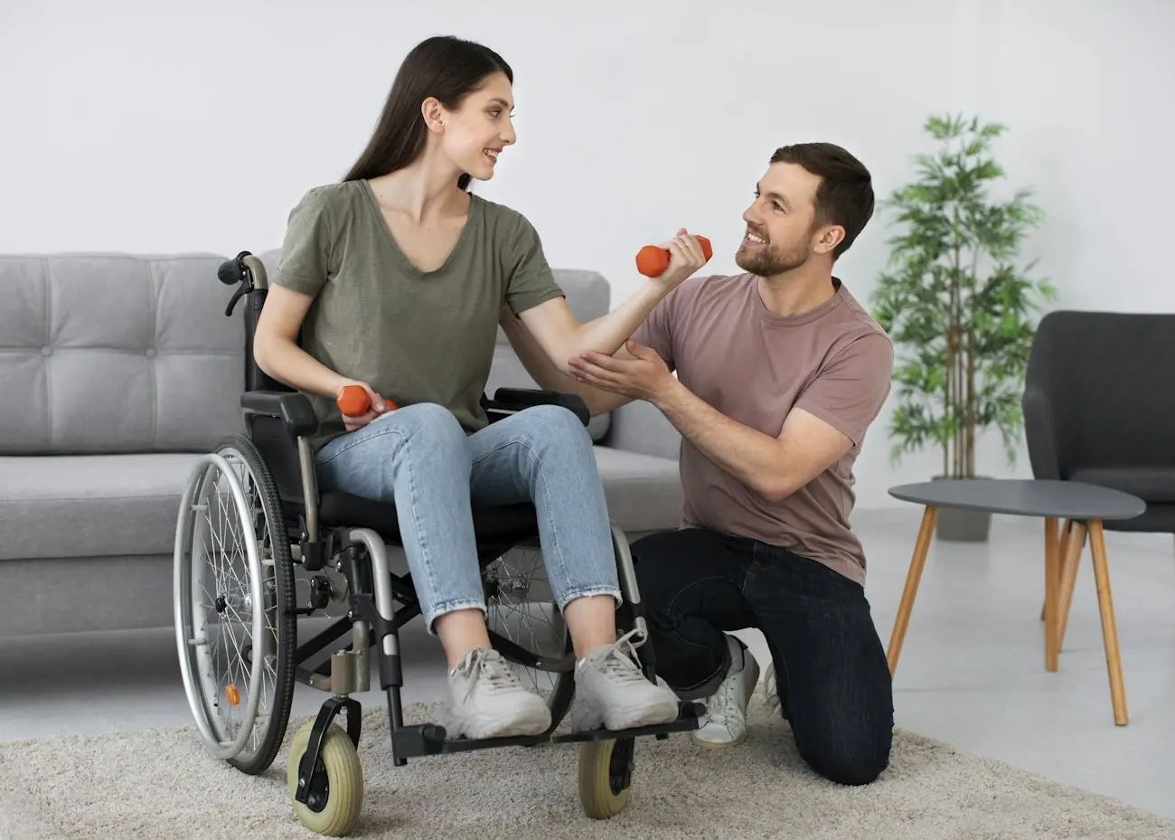 Séance de renforcement à domicile avec le coach